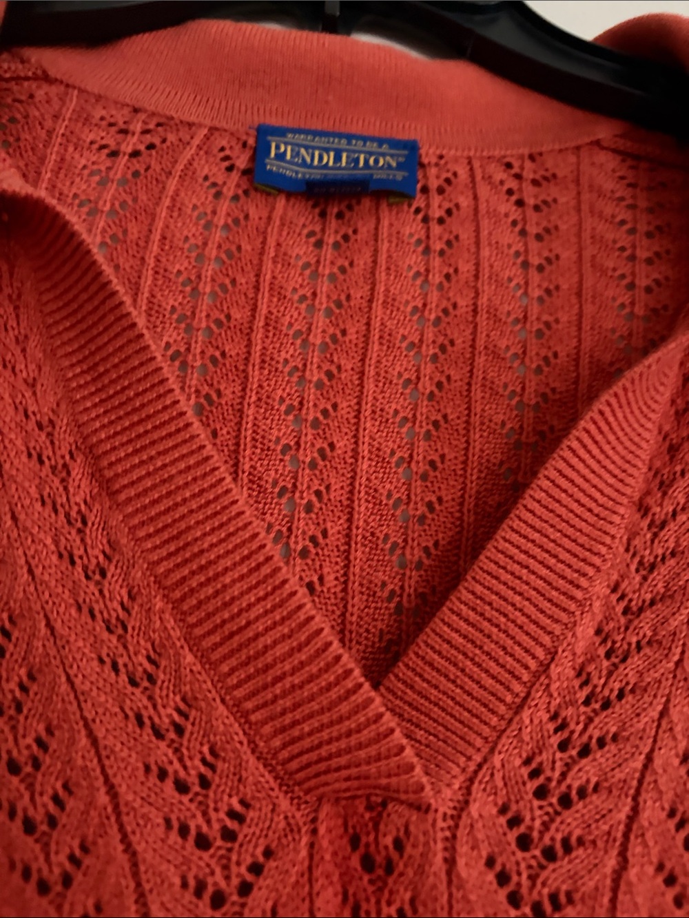 NWOT Pendleton Knit Polo V-neck Sweater in Rust Color - Picture 2 of 6